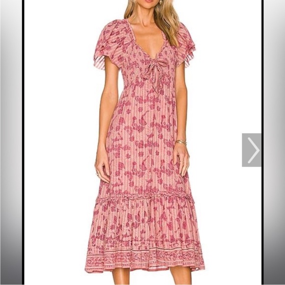 Cleobella Ashlyn pink Floral Midi Dress size XS - Picture 2 of 8